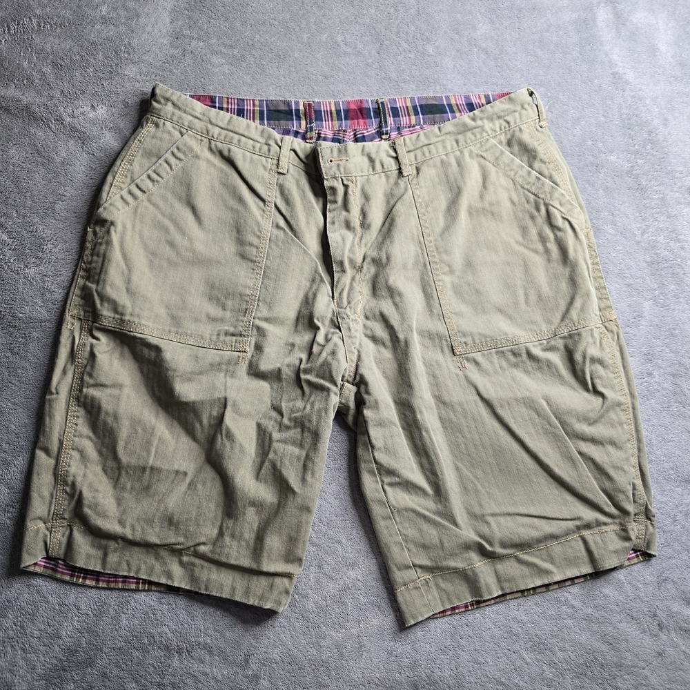 VTG Polo Ralph Lauren Men's Reversible Chino Shorts Khaki Plaid Size 38